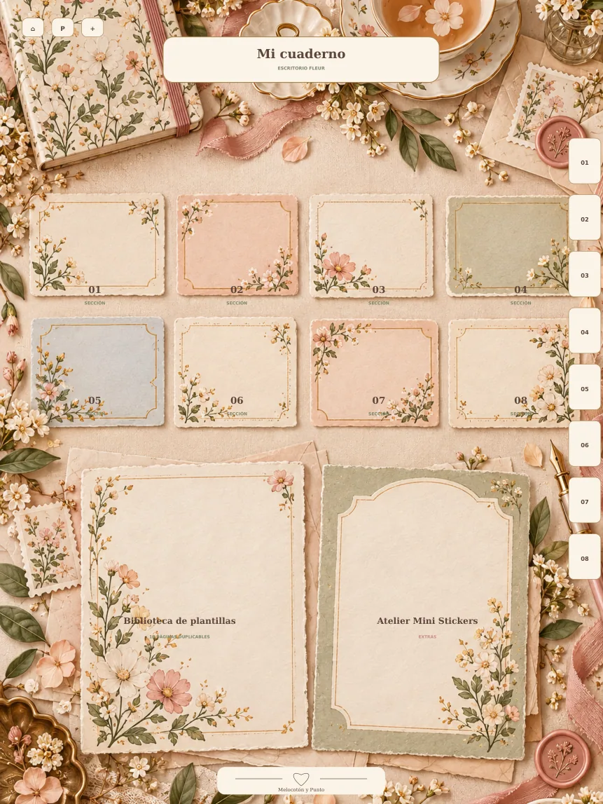 Página real escritorio del cuaderno Fleur