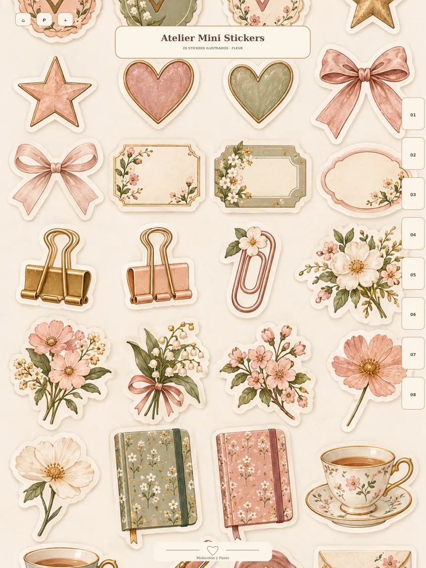 Página real stickers del cuaderno Fleur