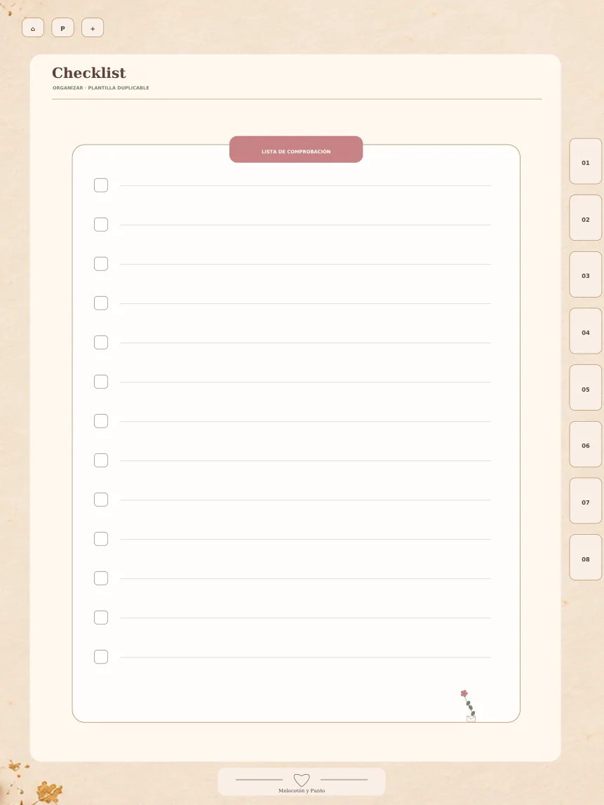 Página real checklist del cuaderno Poésie