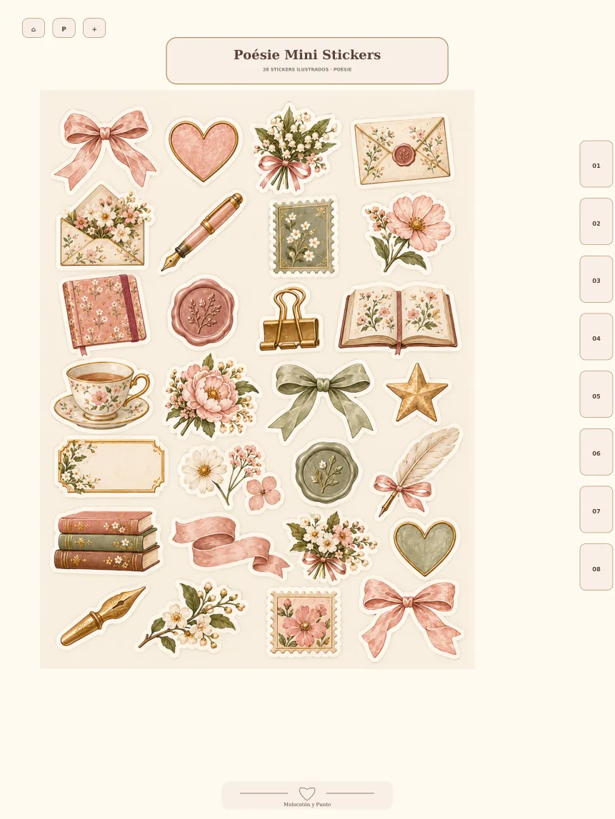 Página real stickers del cuaderno Poésie