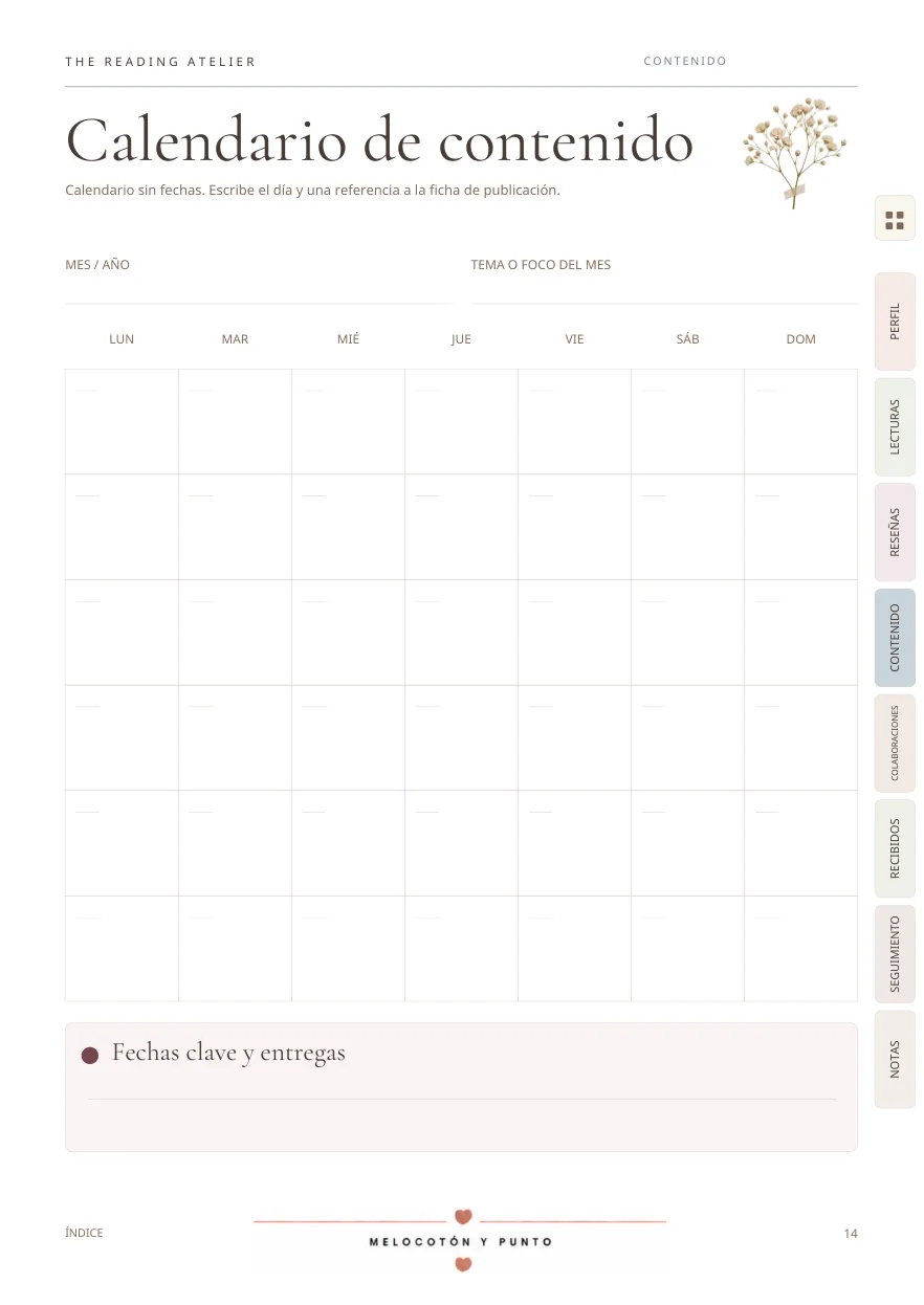 Página original: Calendario de contenido