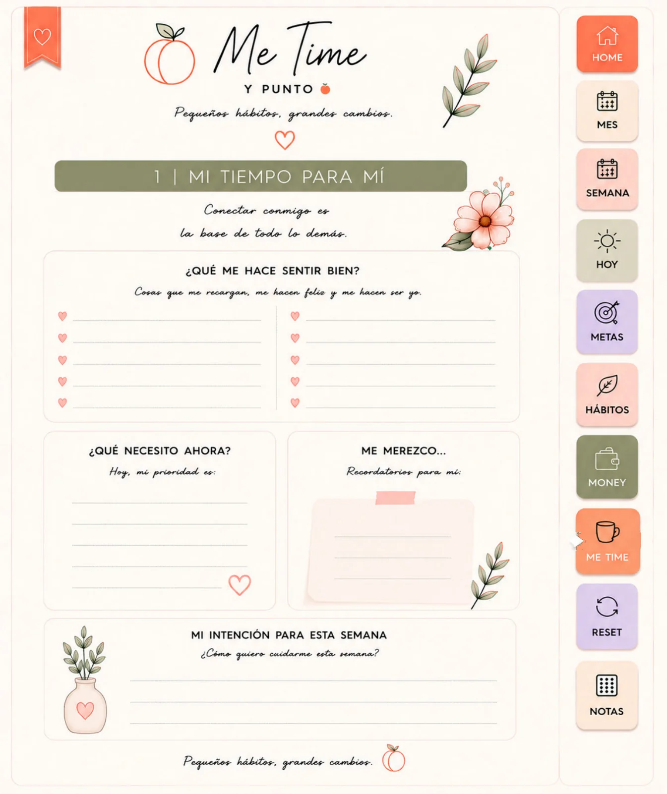 Página original del planner La Vie en Peach: Me Time
