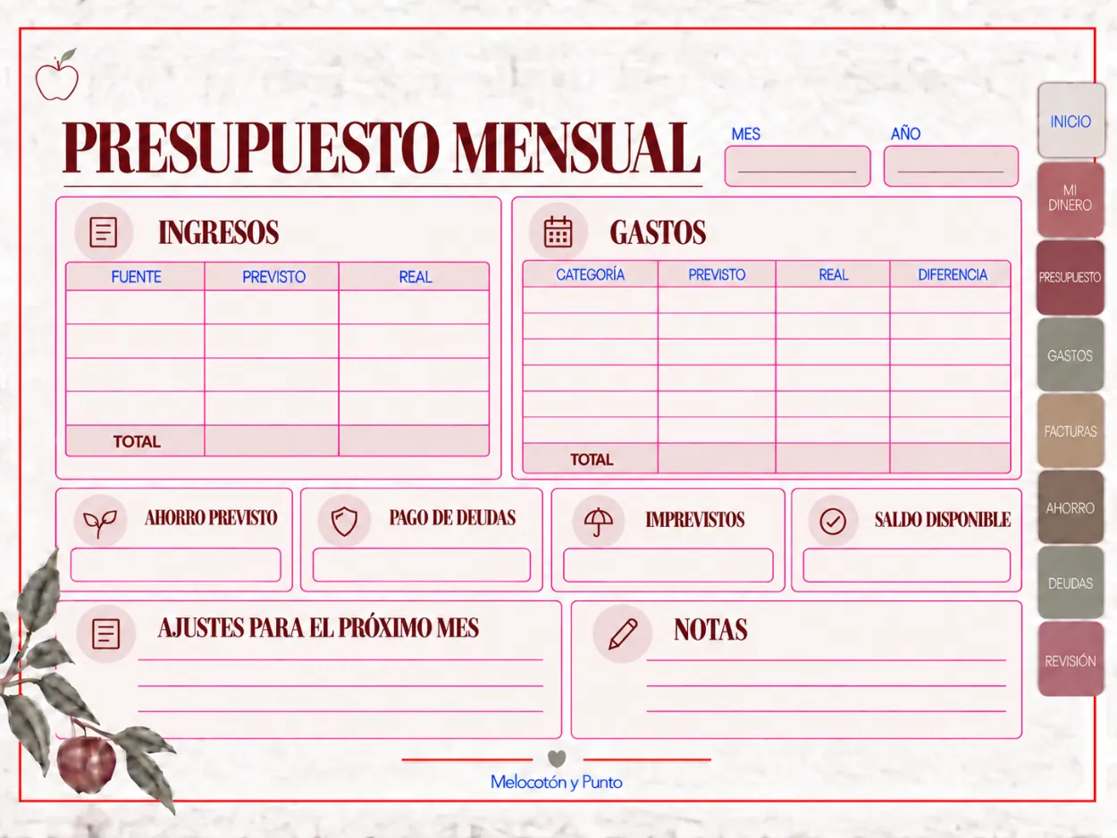 Página original: Presupuesto mensual